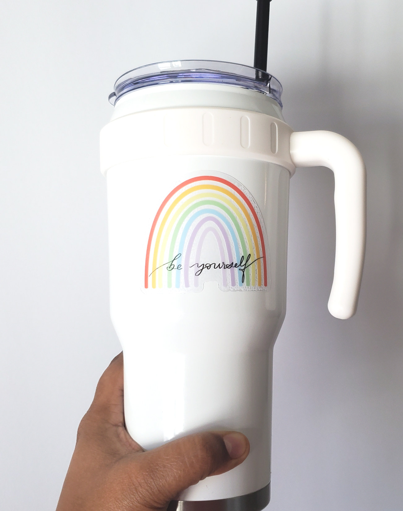 Clear Pastel Rainbow Sticker (3 x 2.5 in)