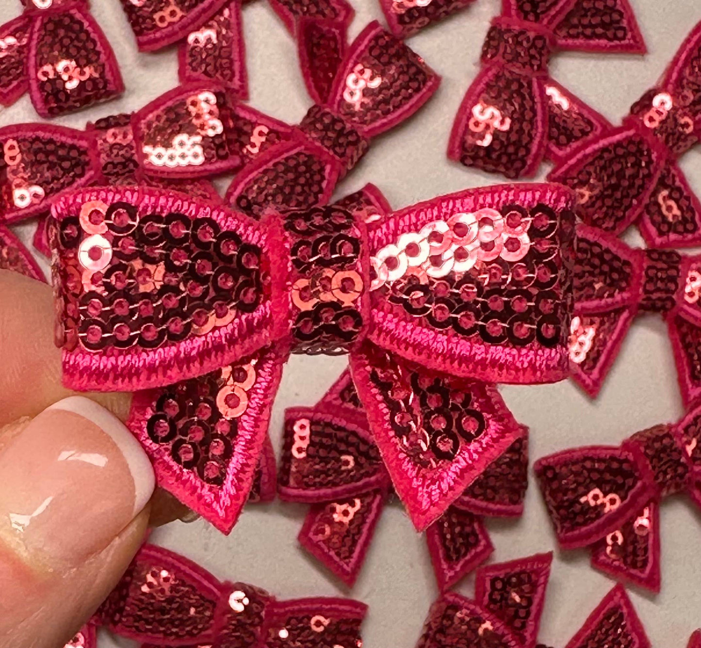 Sequin Bow Mini Patch, sequin patch, bow patch, cheer patch: Red