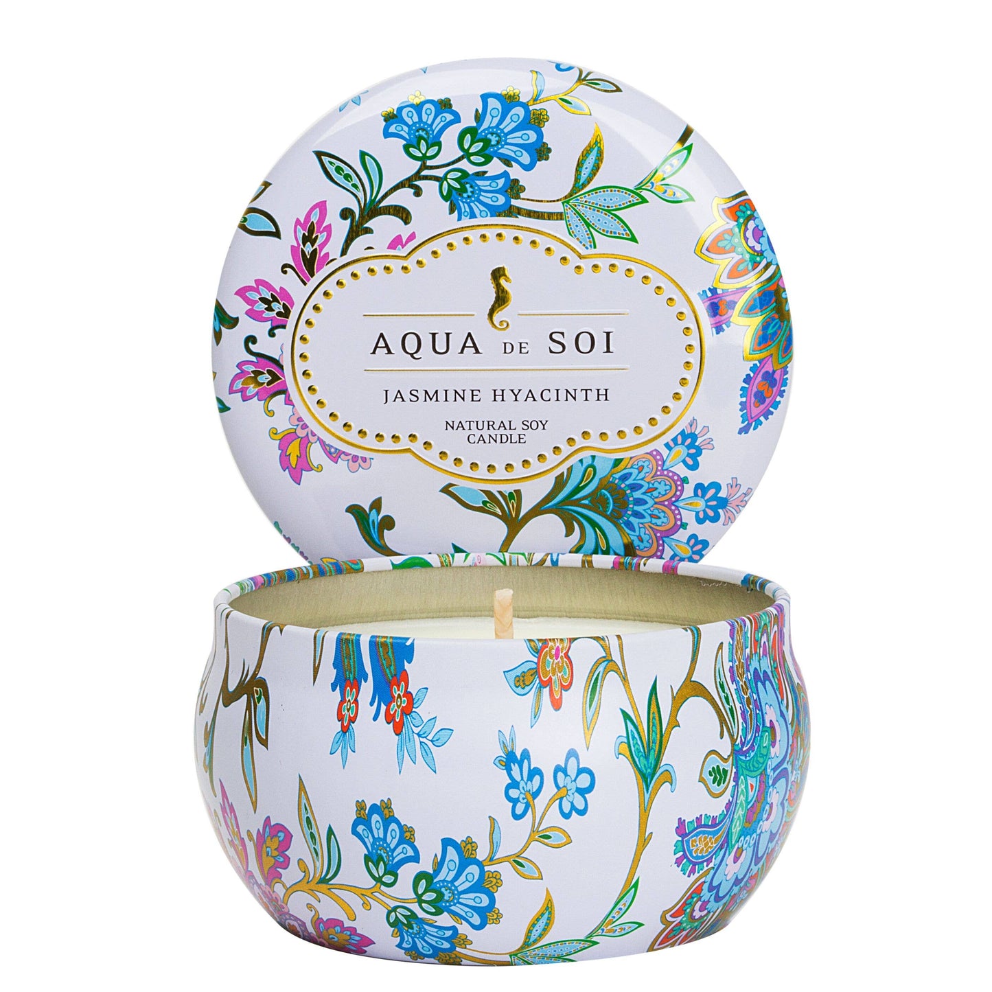 Jasmine Hyacinth 9 oz Aqua De Soi Candle Tin