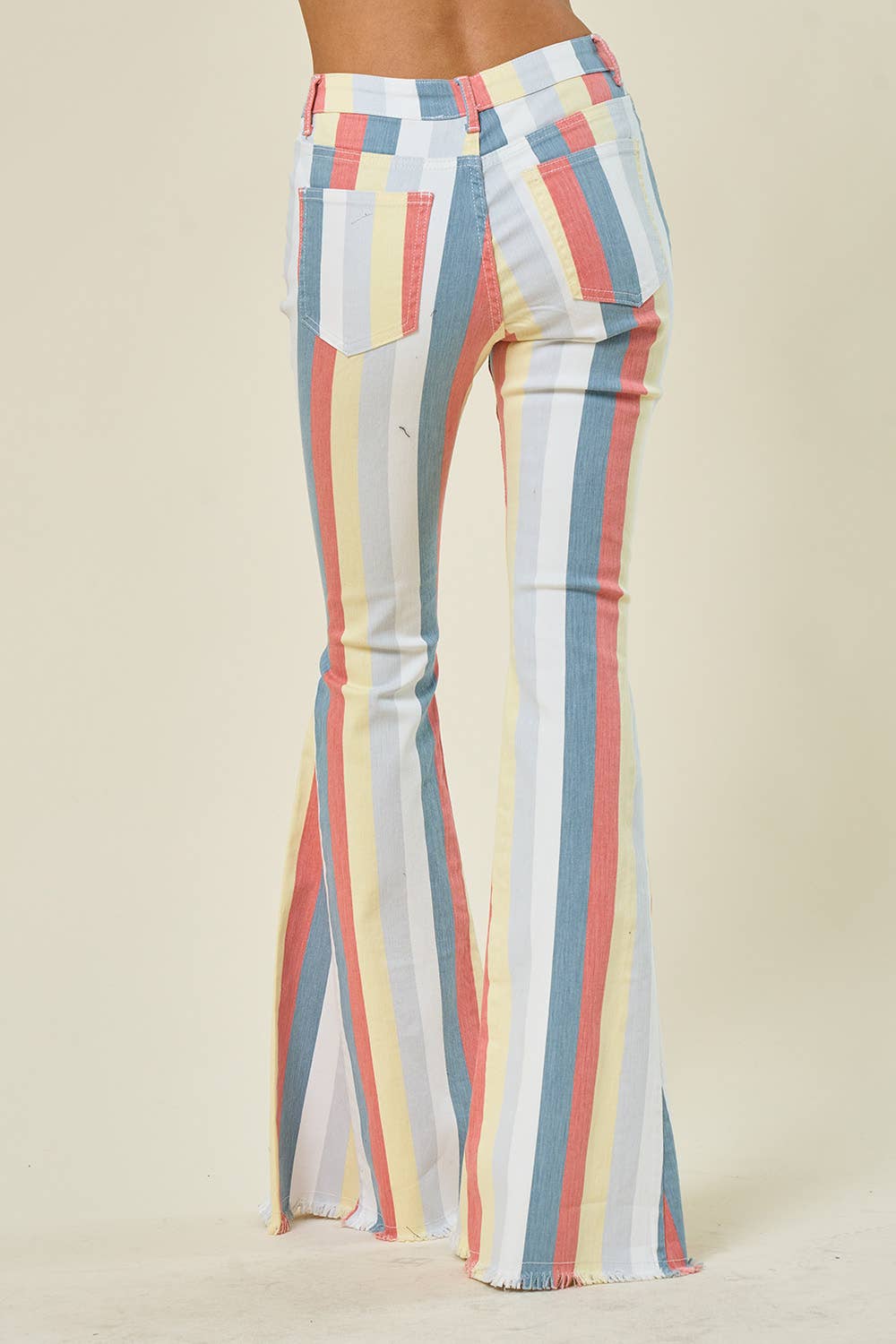 MULTI STRIPE DENIM BELLBOTTOM JEANS -TERRA MULTI 1003: MED