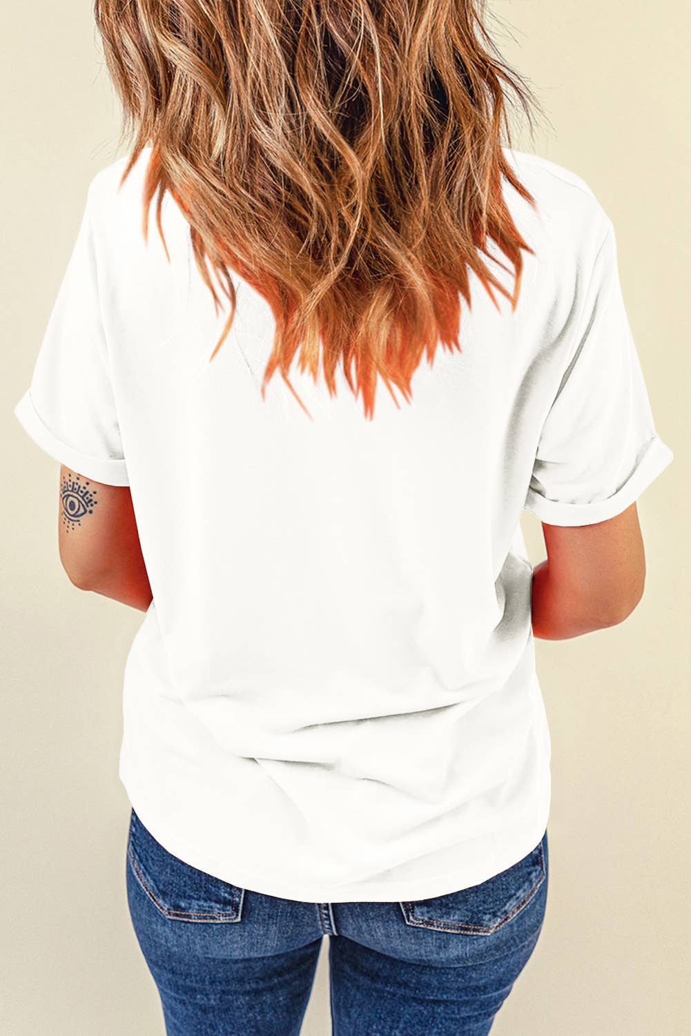 LDC Easter Egg Bow Bunny Ear Printed T Shirt: White / XL