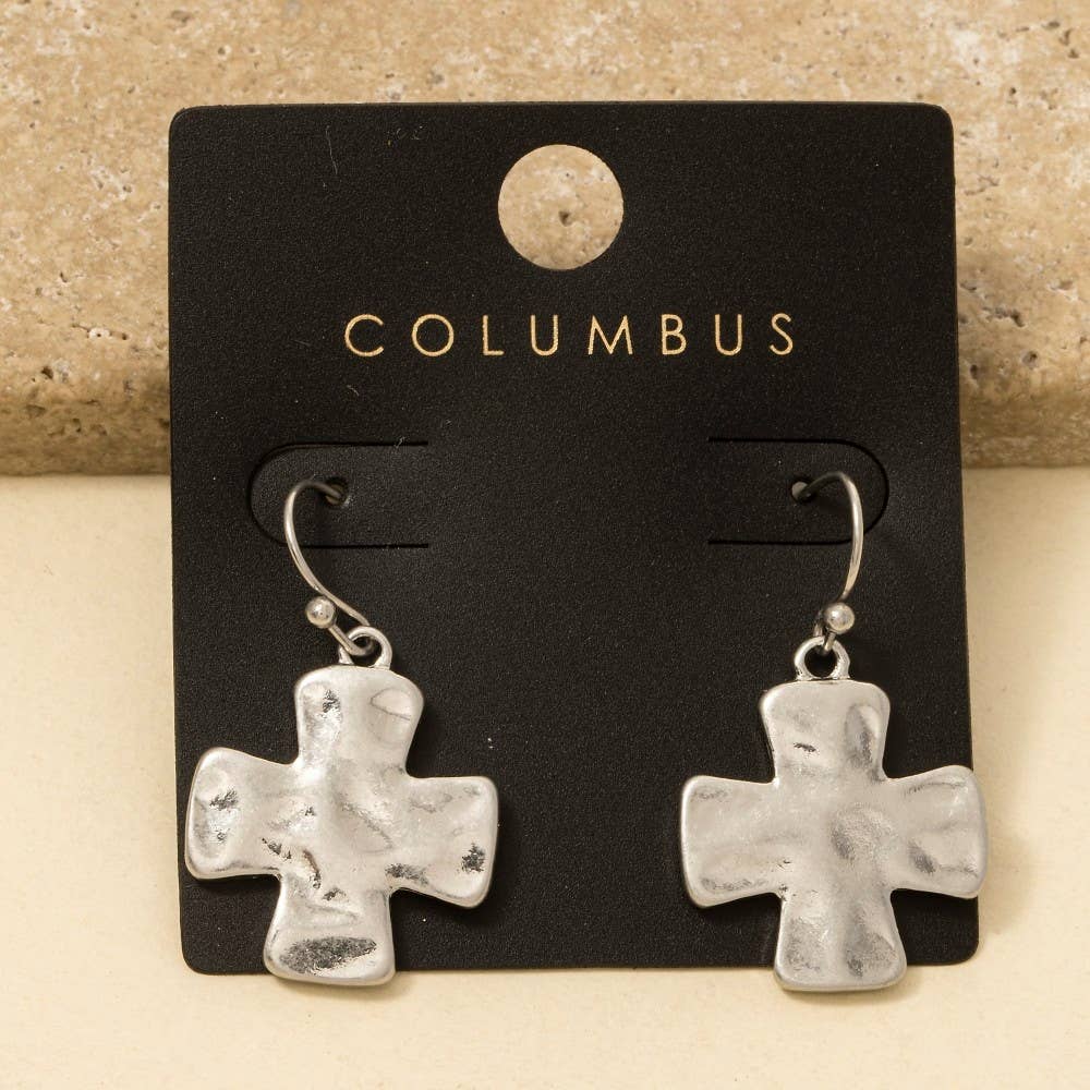 Vintage Gold Dipped Cross Dangle Earrings: GOLD