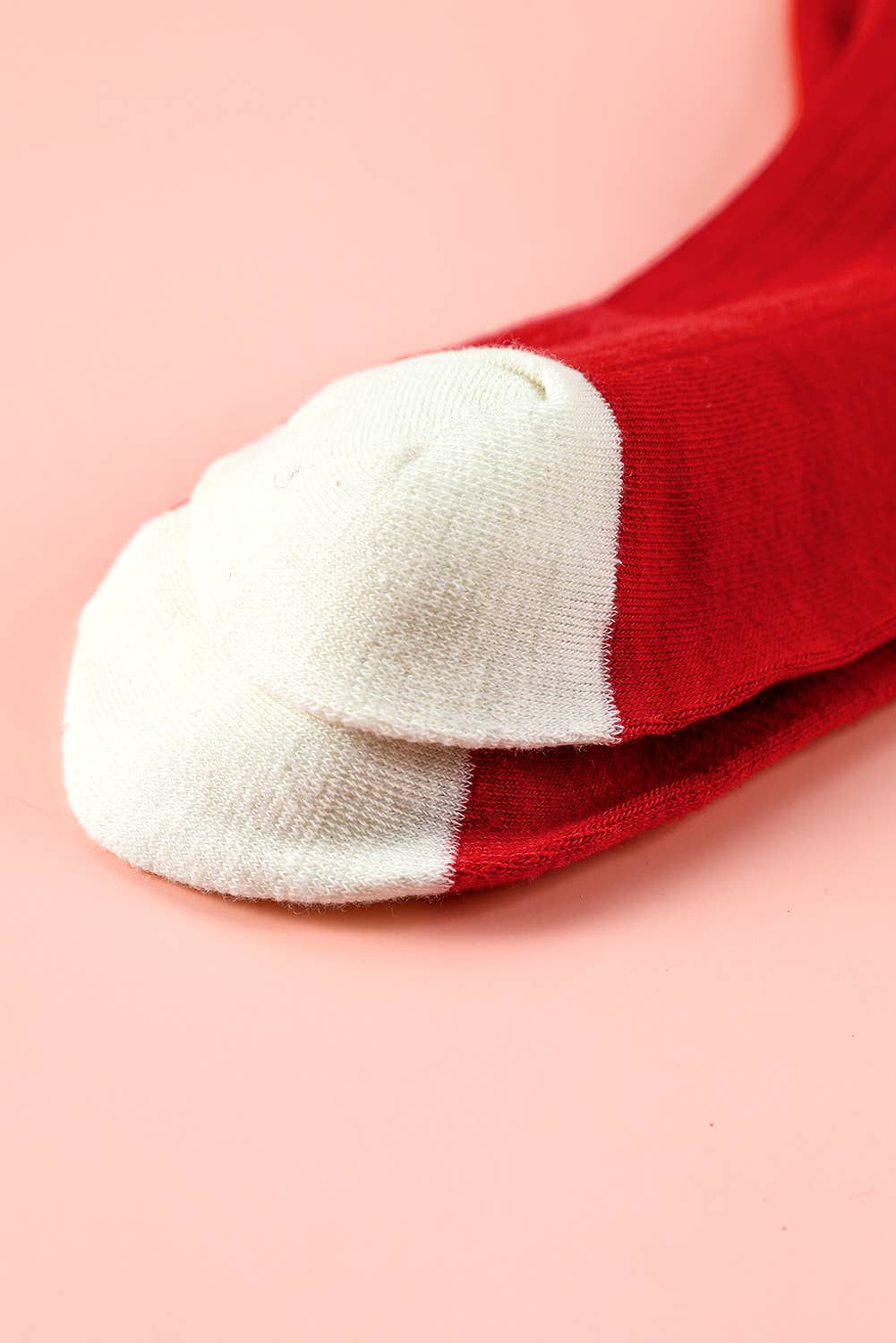 Love Embroidered Ribbed Color Block Crew Socks: Racing Red / ONE SIZE