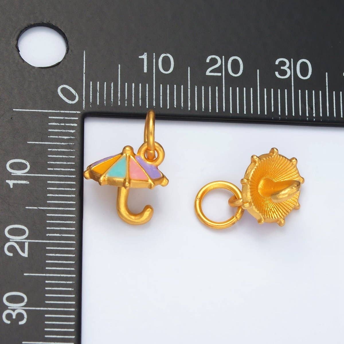 24K Gold Filled Mini Summer Umbrella Enamel Charm | M143