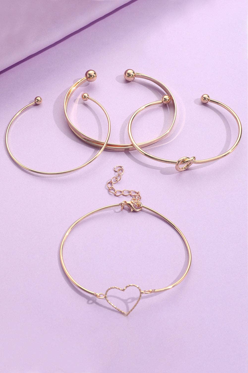 Gold Love Geometric Cross Bracelet 4-piece Set: Gold / 100%Alloy / ONE SIZE