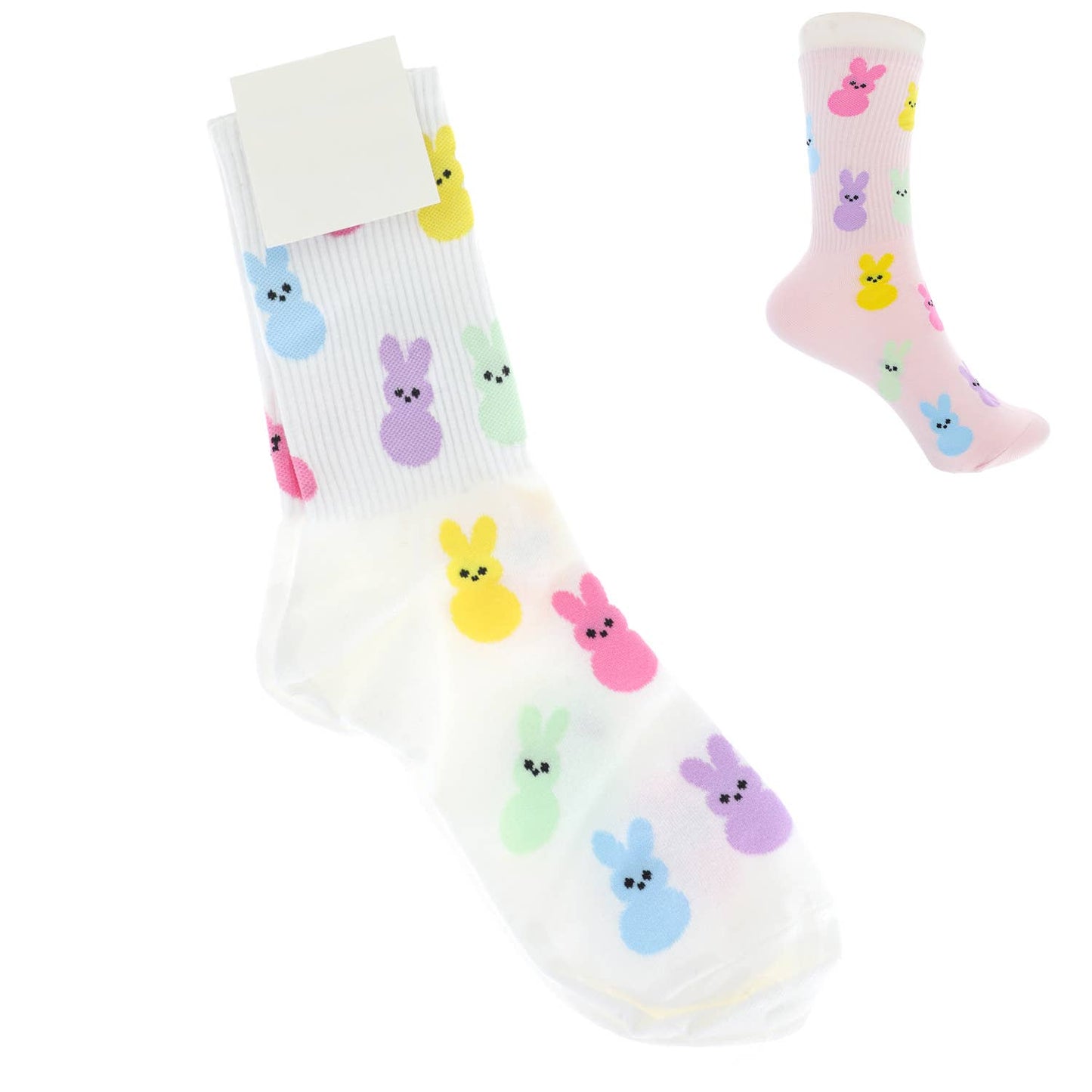 Easter Bunny Knit Rabbit Crew Socks: Pink