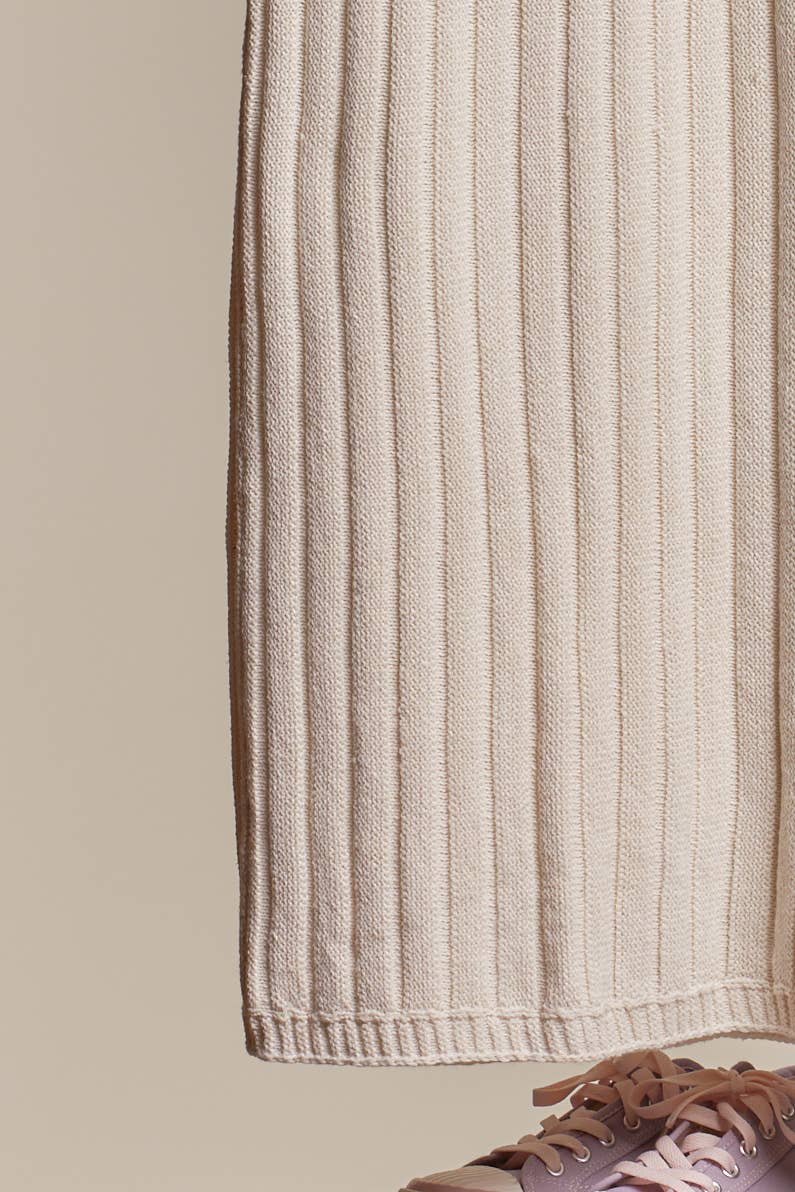 Solid Knit Maxi Skirt: Ivory / M