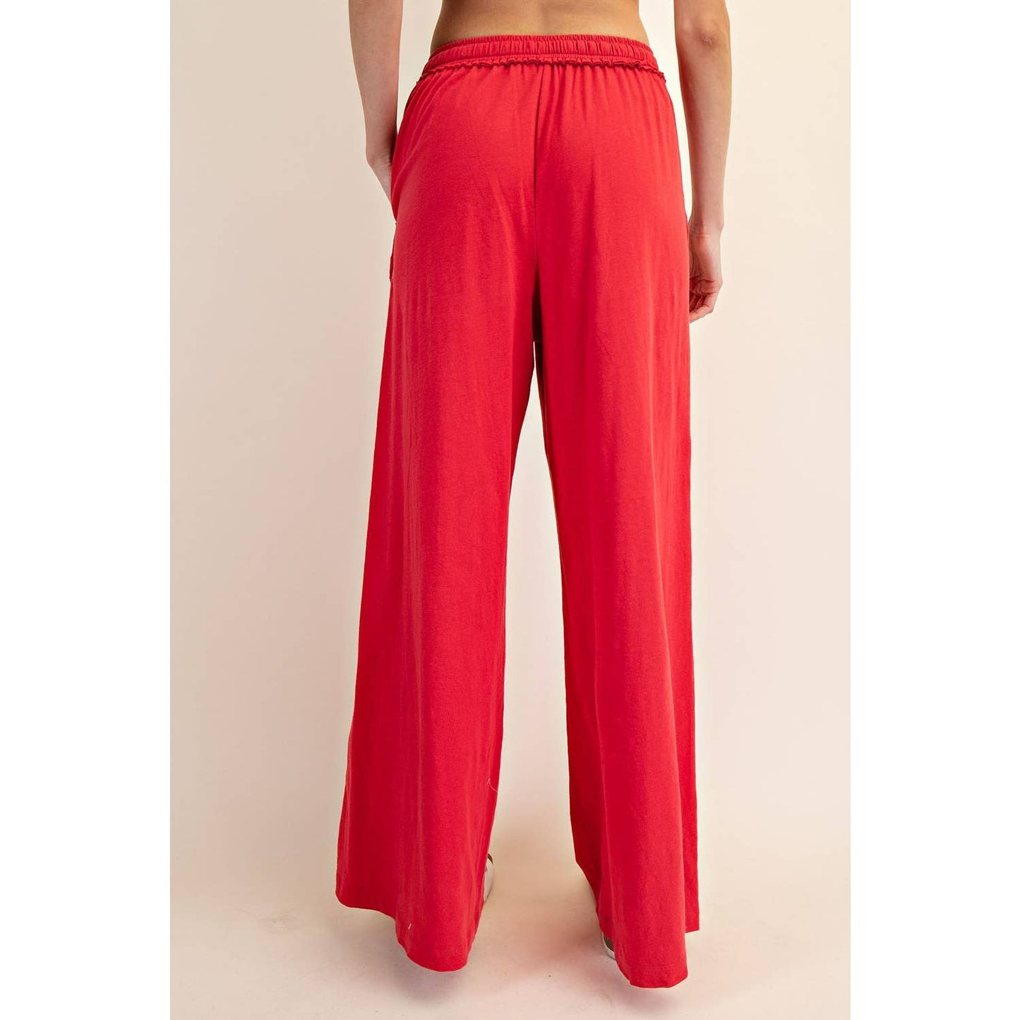 COTTON SLUB LOUNGING WIDE PANT: Espresso / S-M-L(2-2-2)