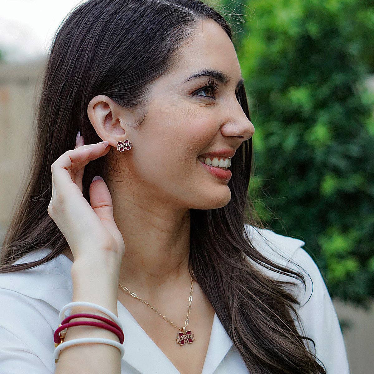 Mississippi State Bulldogs Enamel Stud Earrings in Maroon