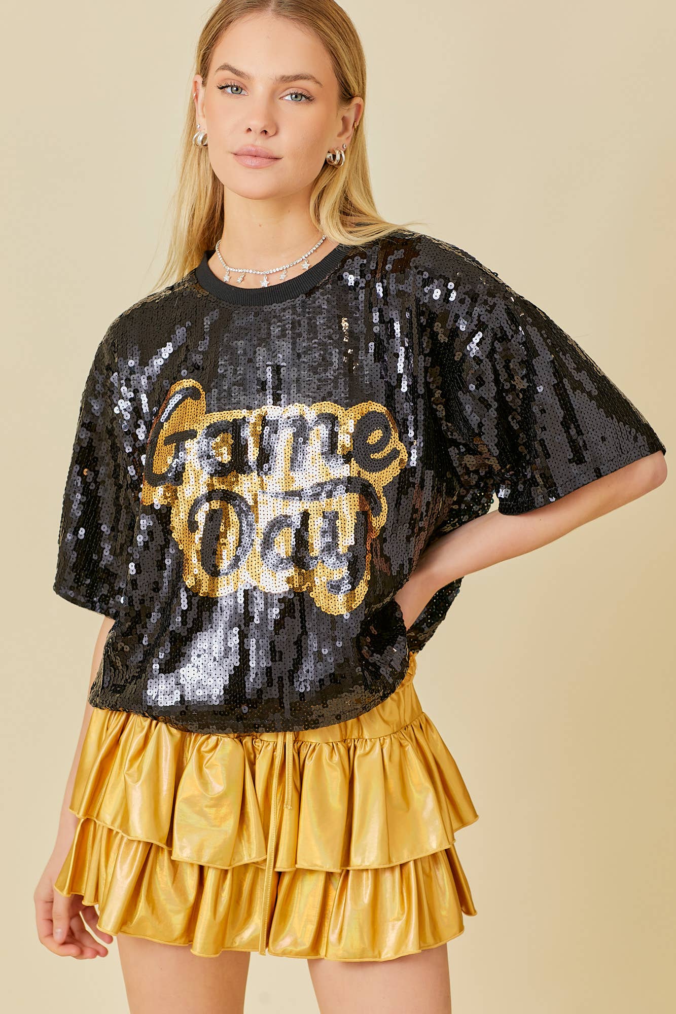Game Day Sequin Top: Red / L