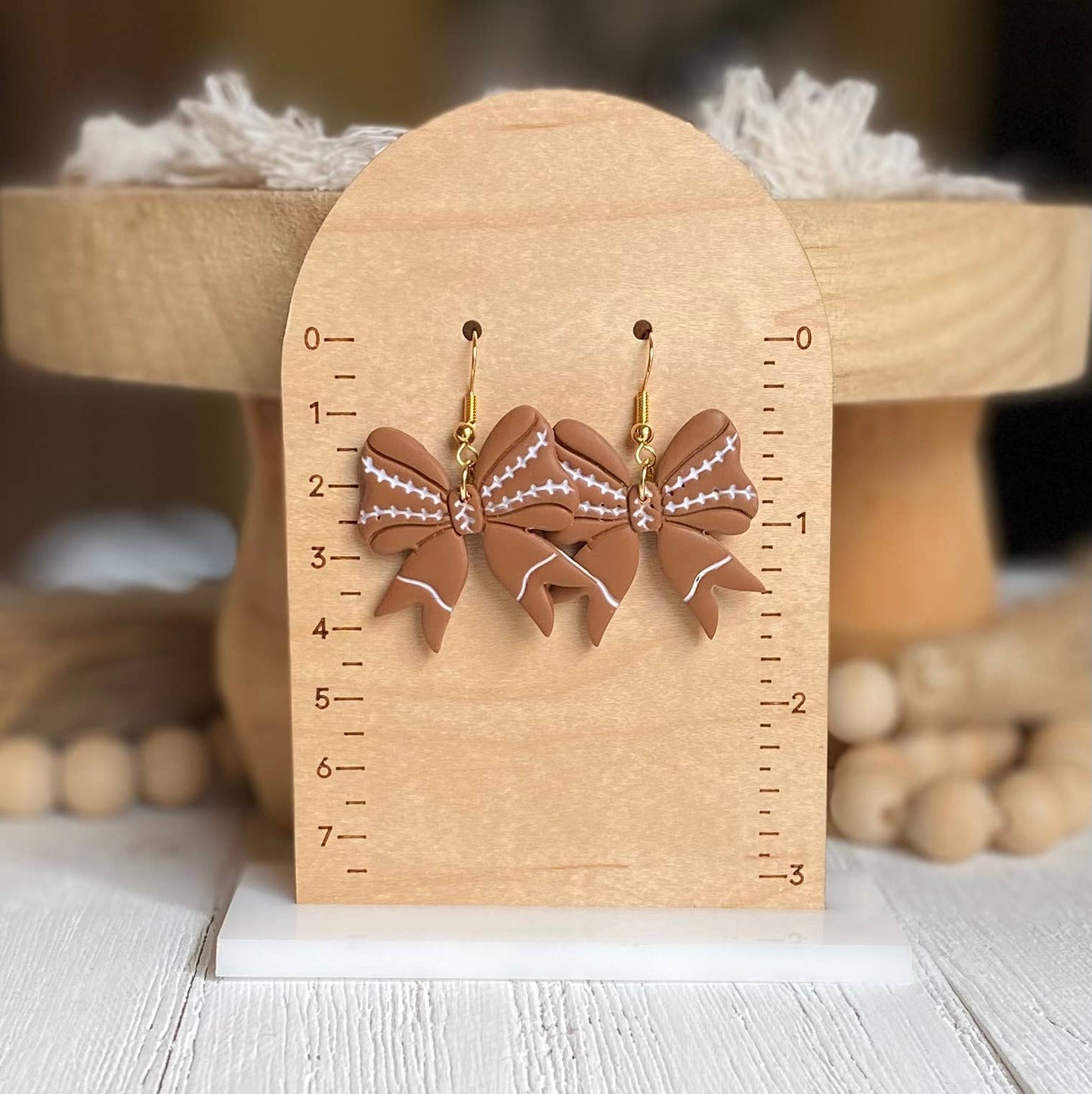 Sports Bow Earrings | Baseball Bows | Softball Bows : Gold Plated / Softball