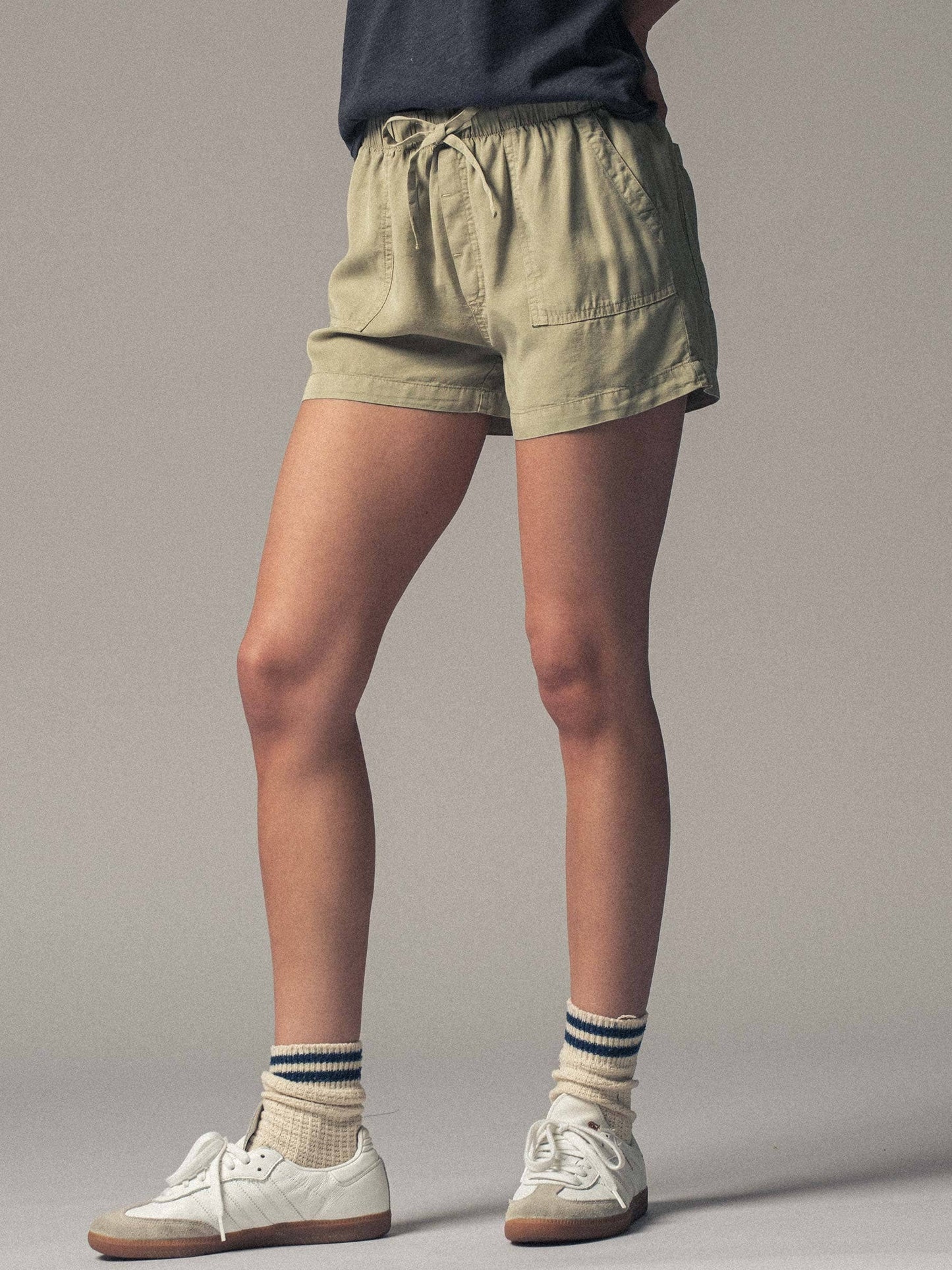 Tencel Patch Pocket Summer Shorts: Blue / S-2/M-2/L-2