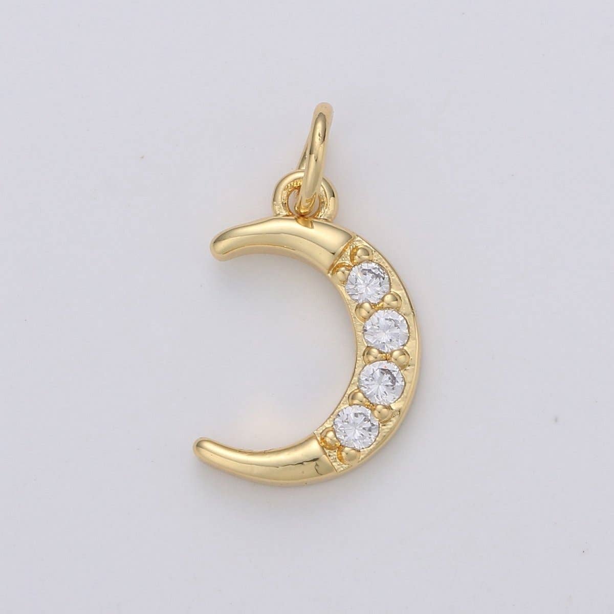 Dainty 18K Gold Filled Crystal Moon Charm E-135