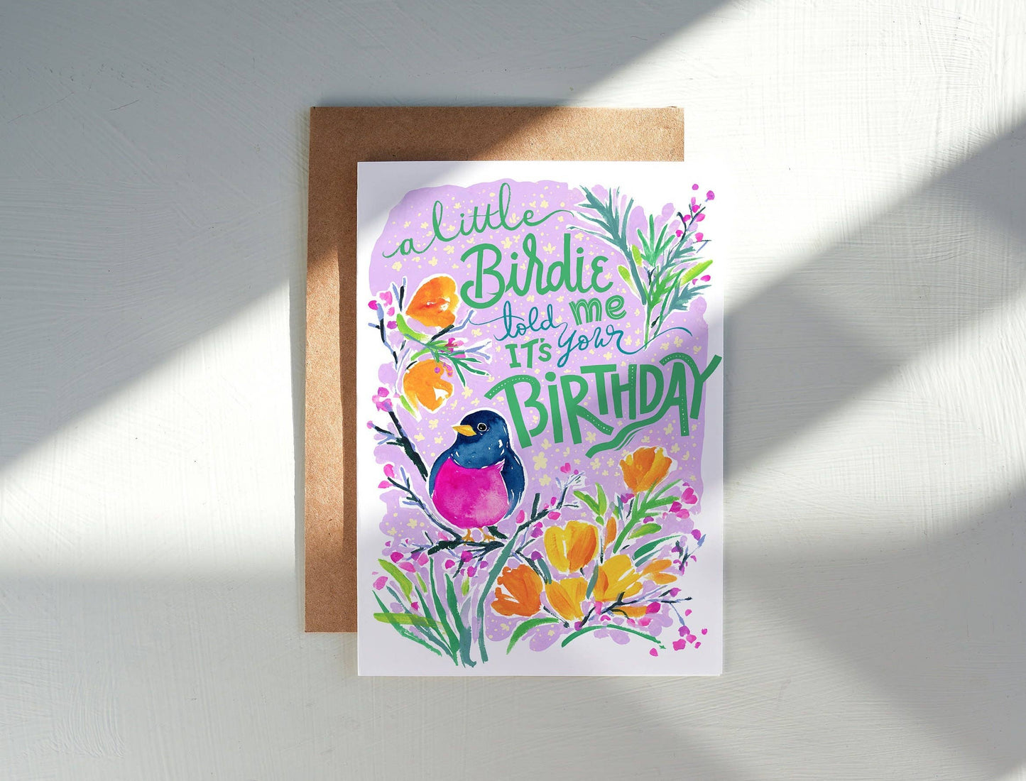 Little Birdie Birthday Card. Birthday Greeting Card. Bird.