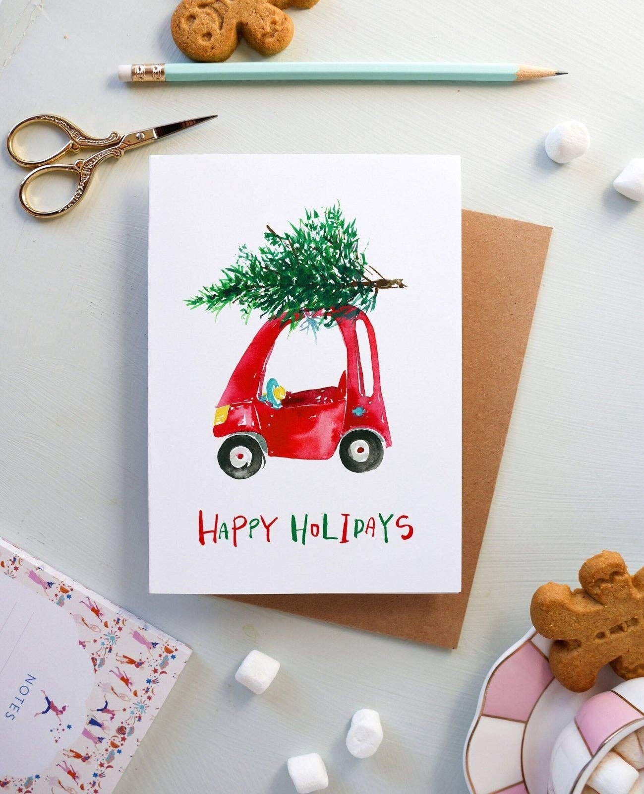 Christmas Tree Toy Car Holiday Greeting Card