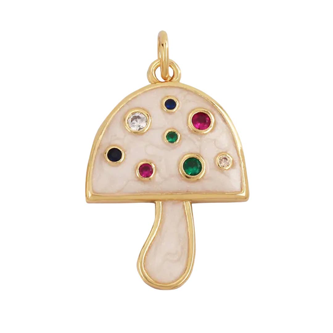 Cream Ivory Mushroom Charm For Charm Necklace