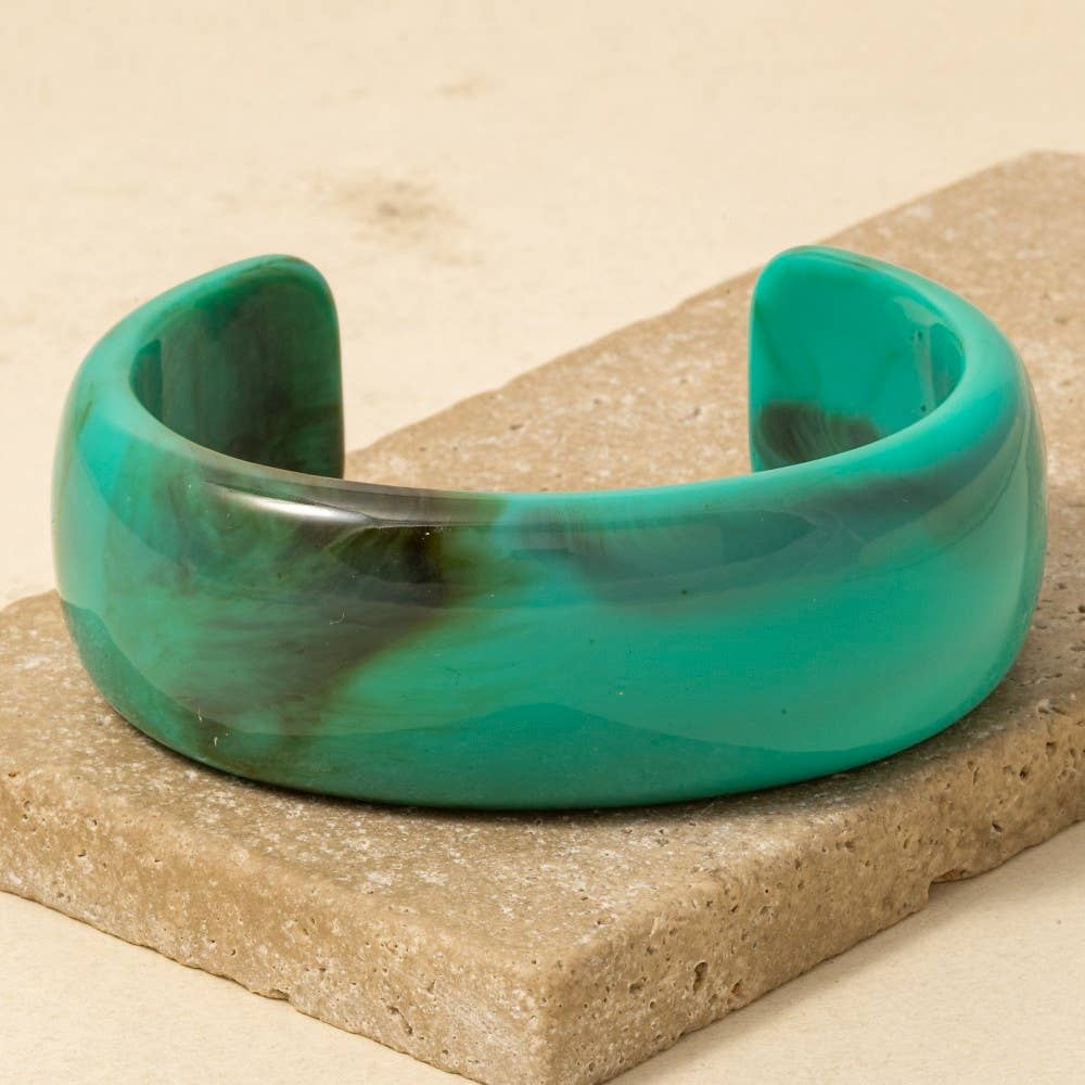 Wide Marble Resin Cuff Bracelet: GN