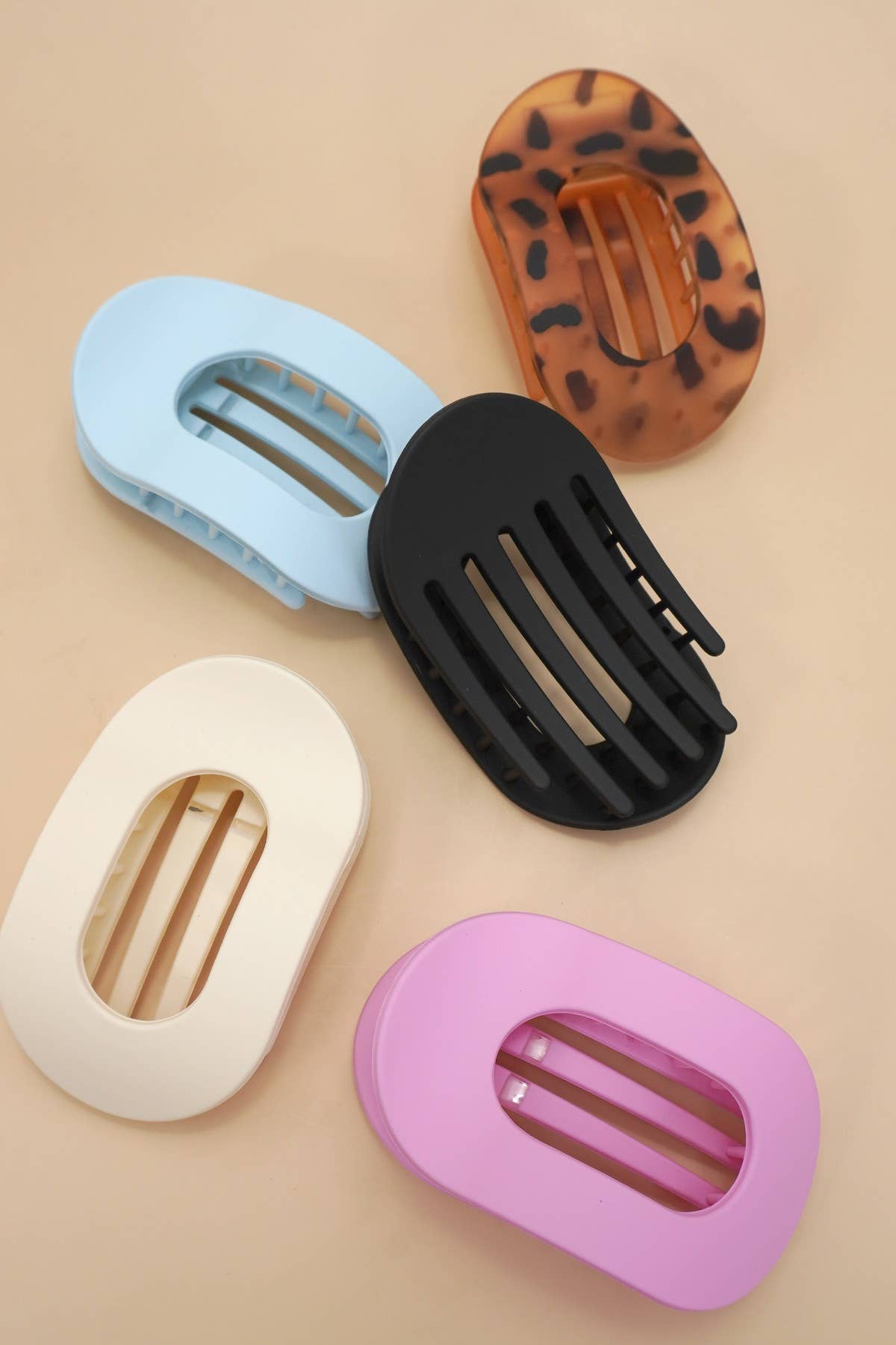 Jumbo Lay Flat Oval Hair Claw Clips Secure Styling | 40H982: SPRING PINK