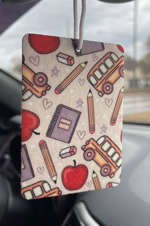 Teacher Apple And Bus Air Freshener: Black Cherry