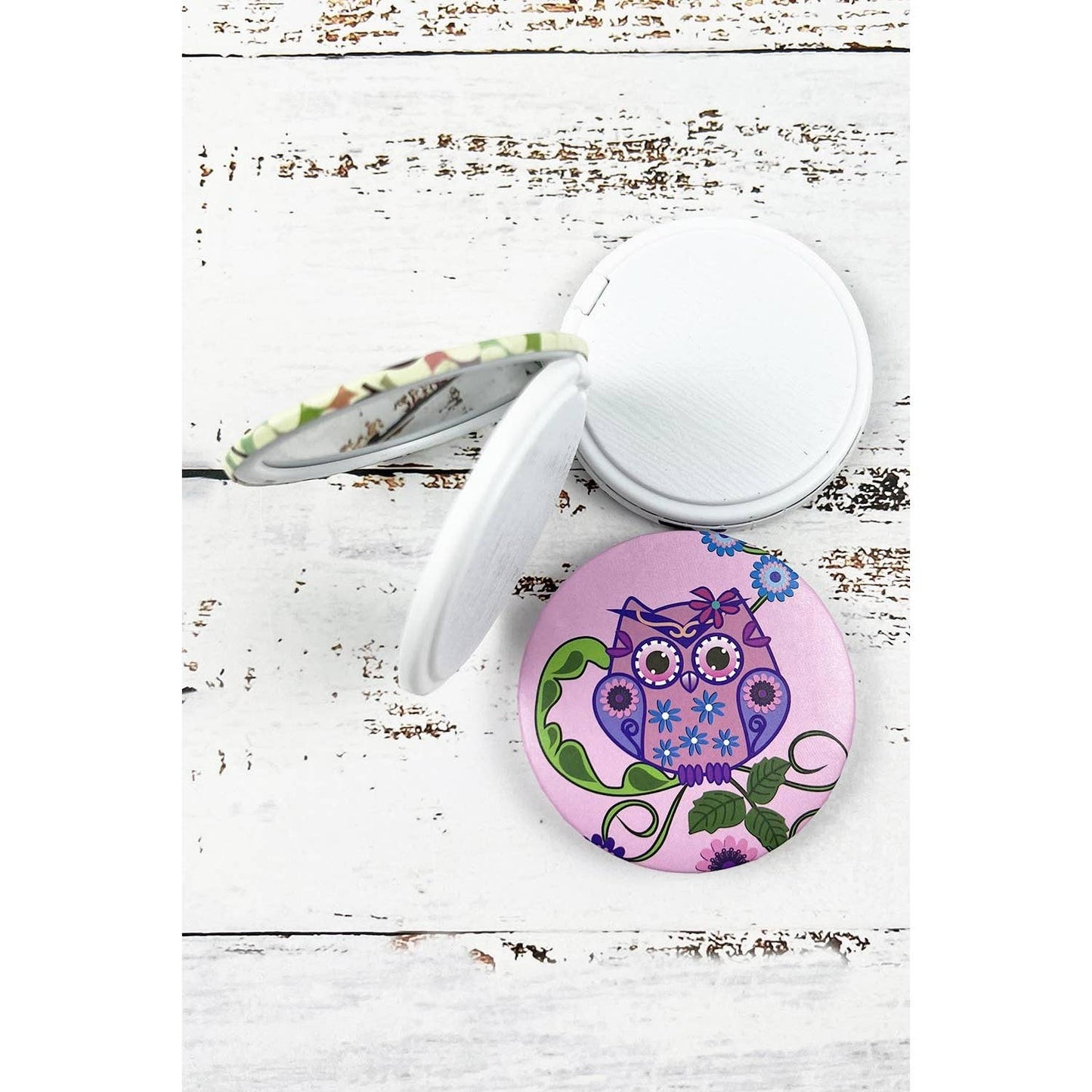 ROUND OWL THEME PRINT MIRROR: ASSORTED / ONE(12)