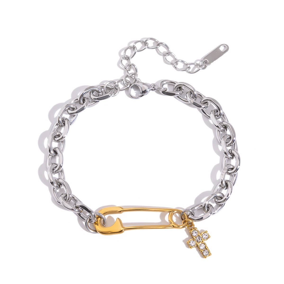 Two-Tone Stainless Steel Paperclip Bracelet,Luxury: TYPE1 / OS