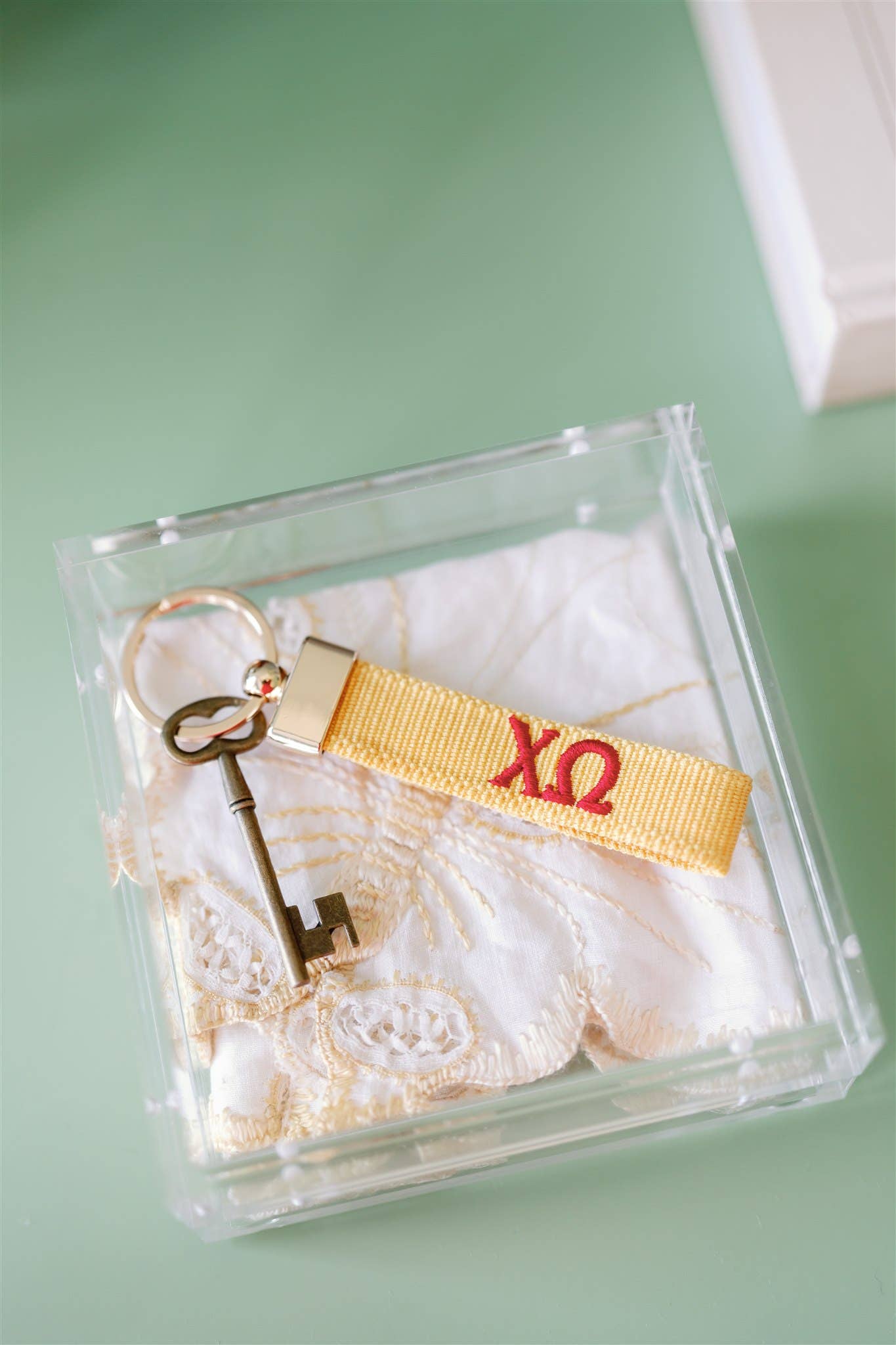 Chi Omega Embroidered Keychain, Sorority