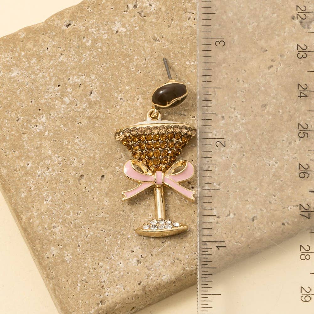 Pave Enamel Espresso Martini Dangle Earrings: BRG