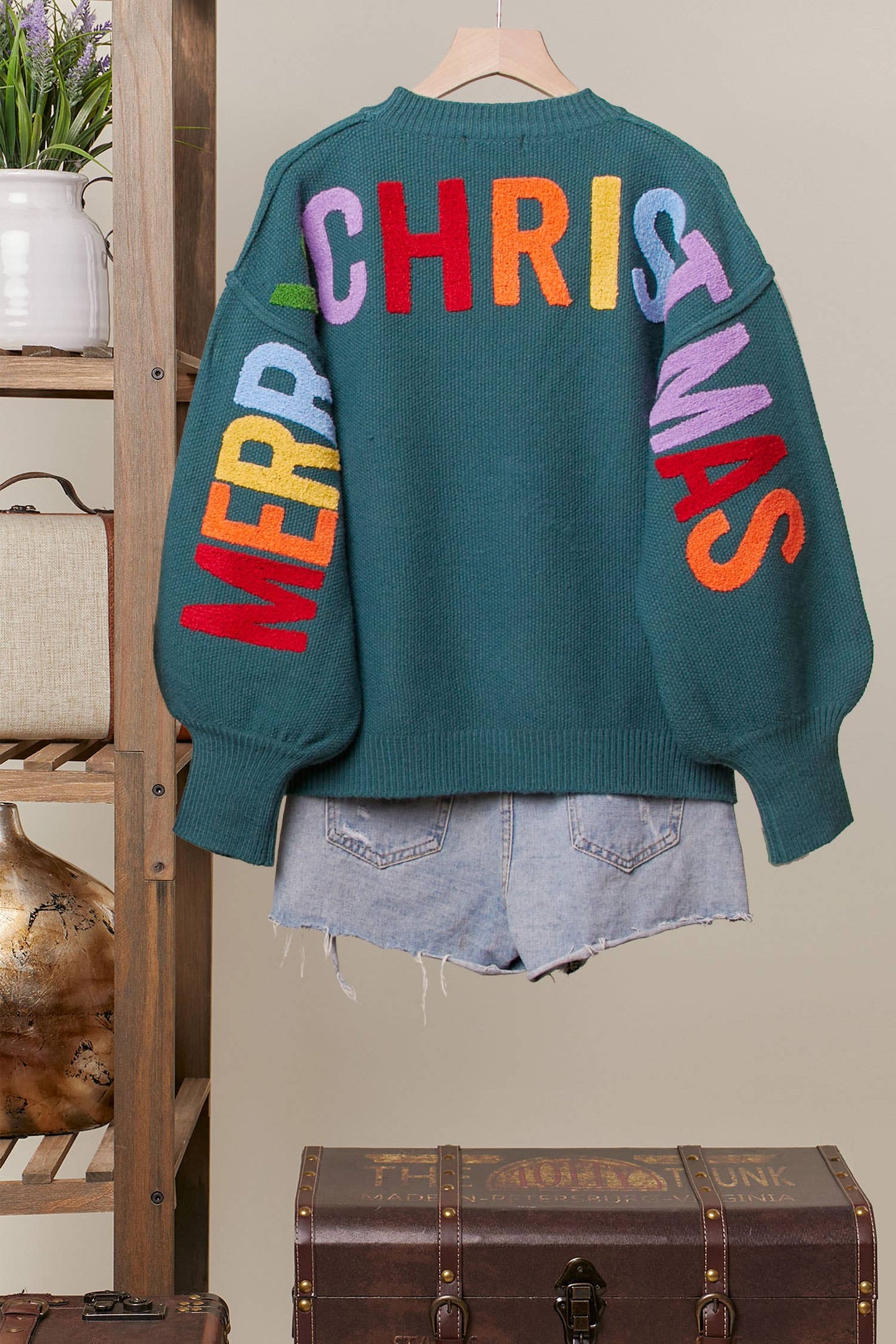 OVERSIZE Christmas Sweater with Lettering: Red / S