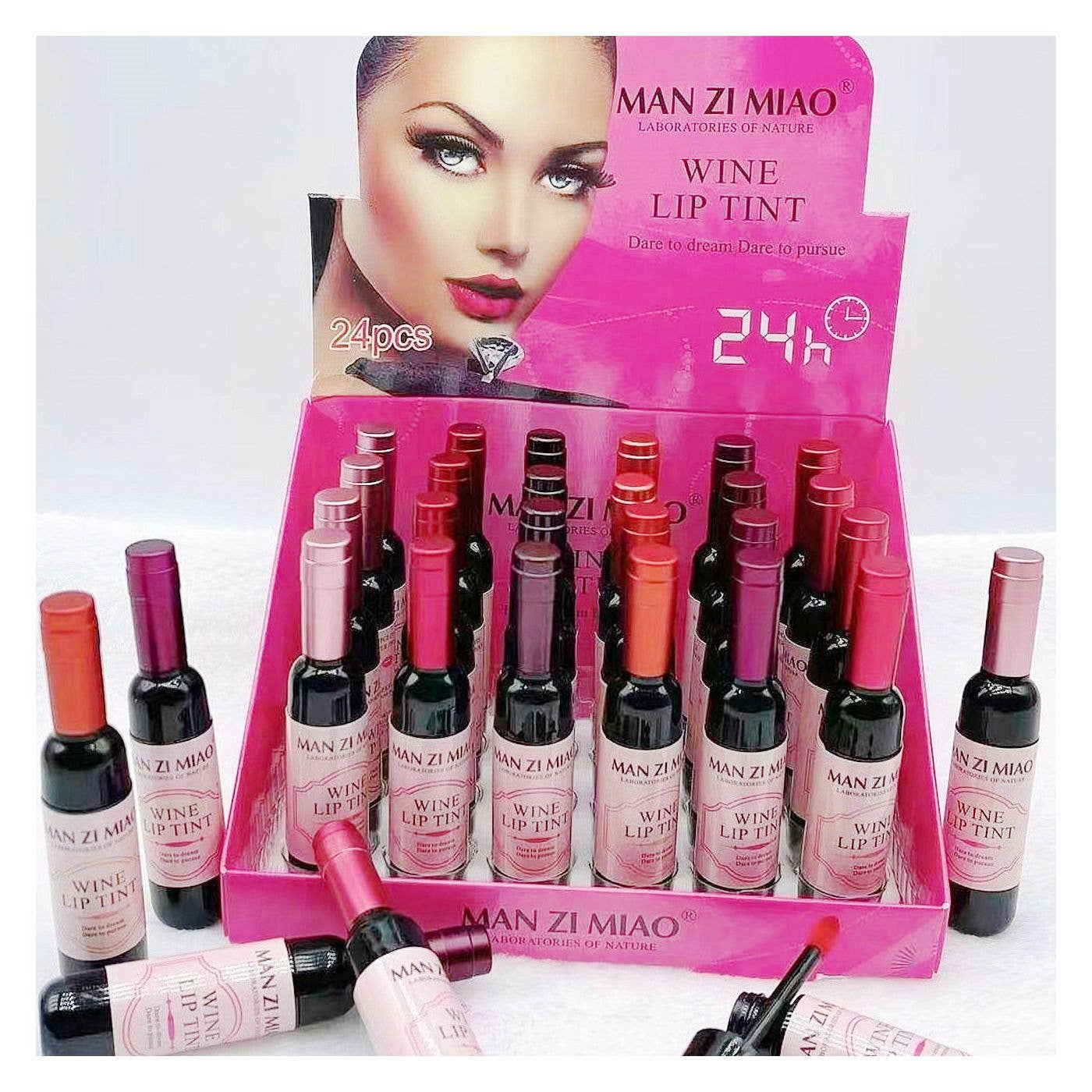 24 PC Wine Tint Pigment Finish 24hr Lasting Lip Gloss