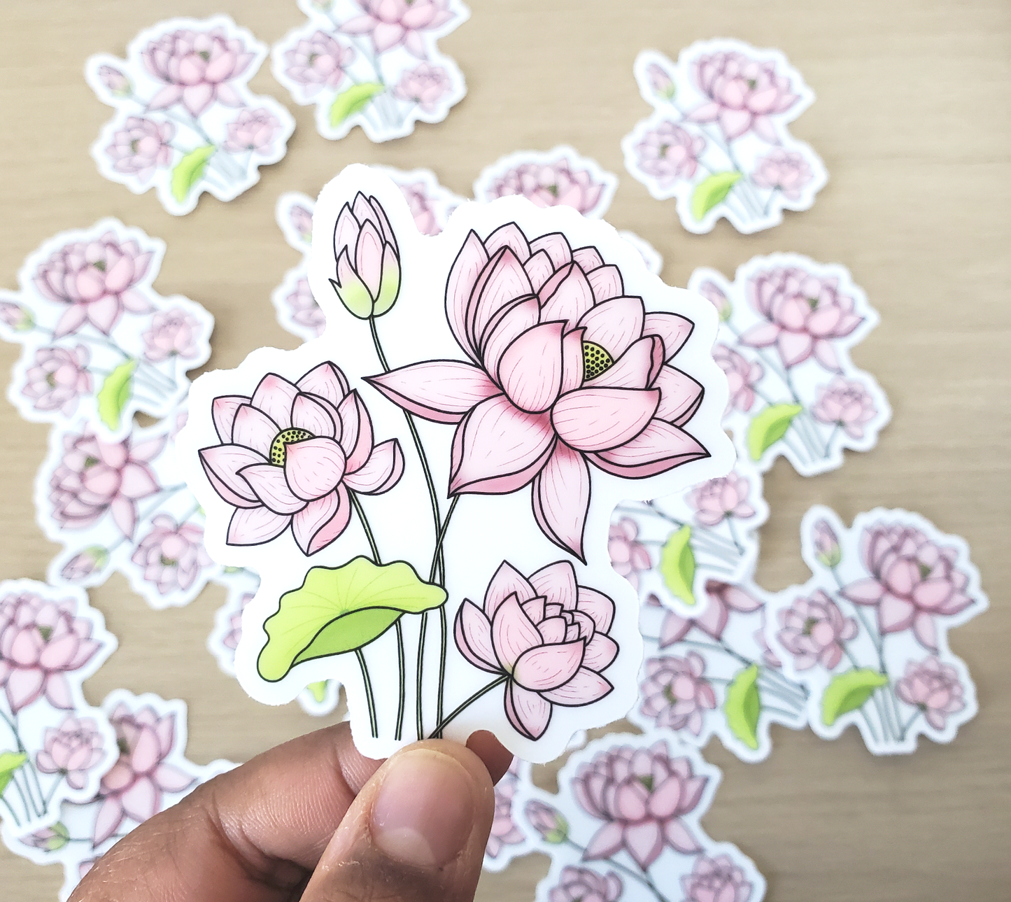 Clear Lotus Bunch Sticker (2.9 x 3 in)