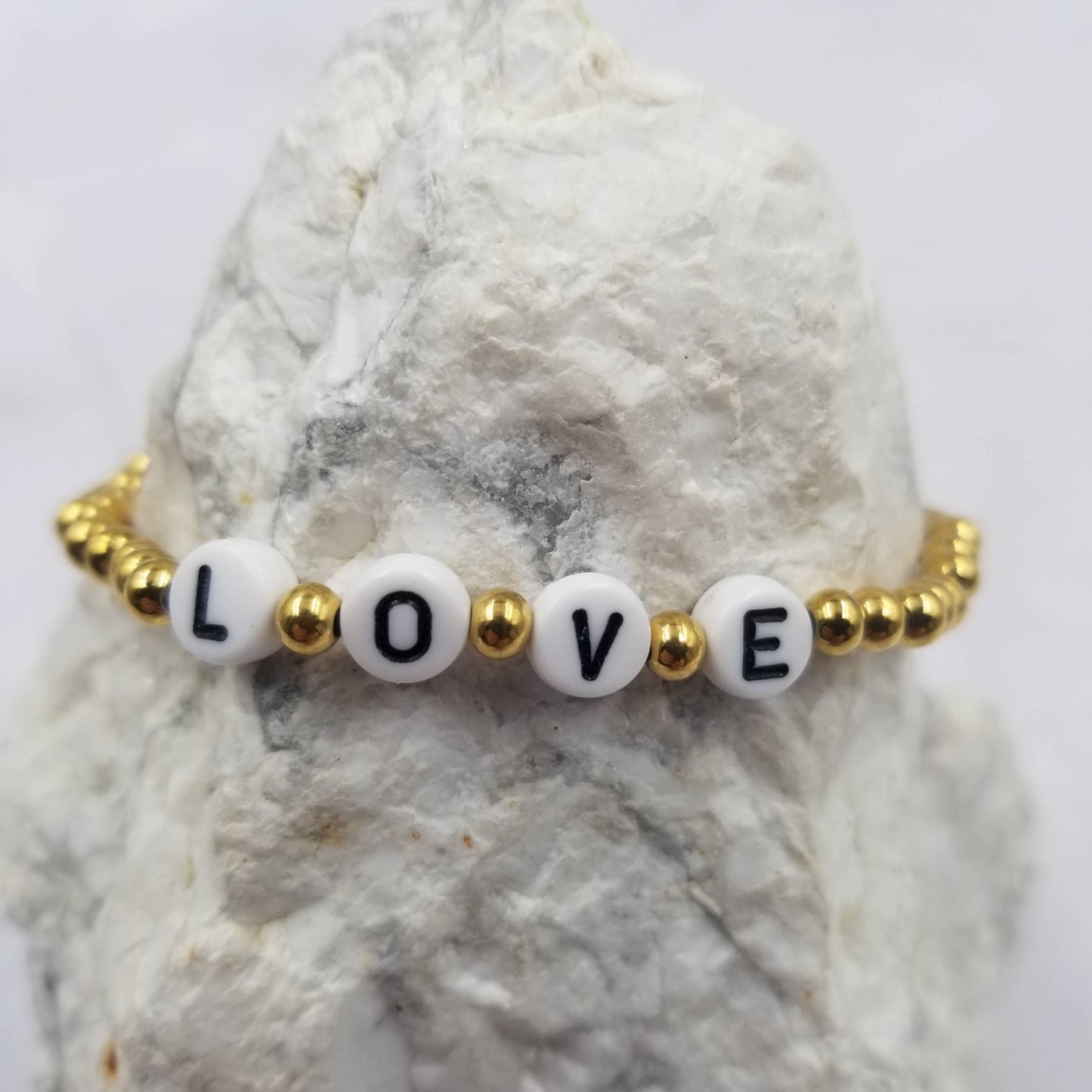 LOVE Gold Beaded Bracelet - Valentine's Day