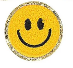 Smile Face Iron On Gold Glitter Patches: Pink