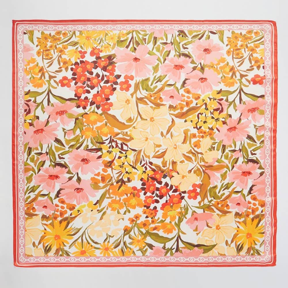 Colorful Flower Garden Print Square Bandana Scarf: BE