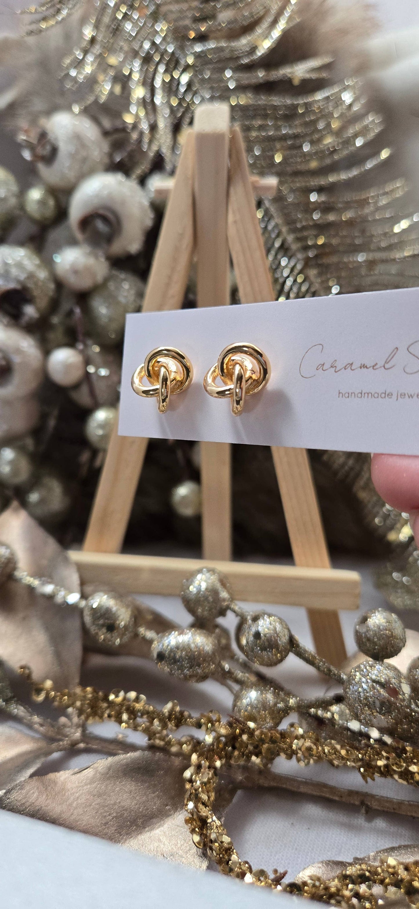 18k Gold Plated Knot Stud Earrings for Women