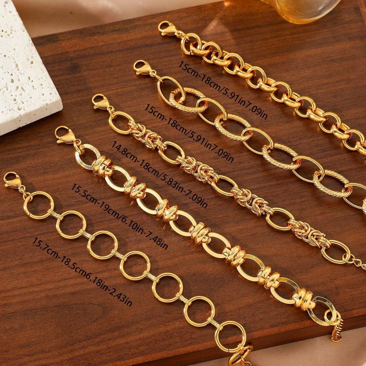 Versatile 18K Gold Titanium Steel Bracelet_Cwmm3719: GOLD5 / OS
