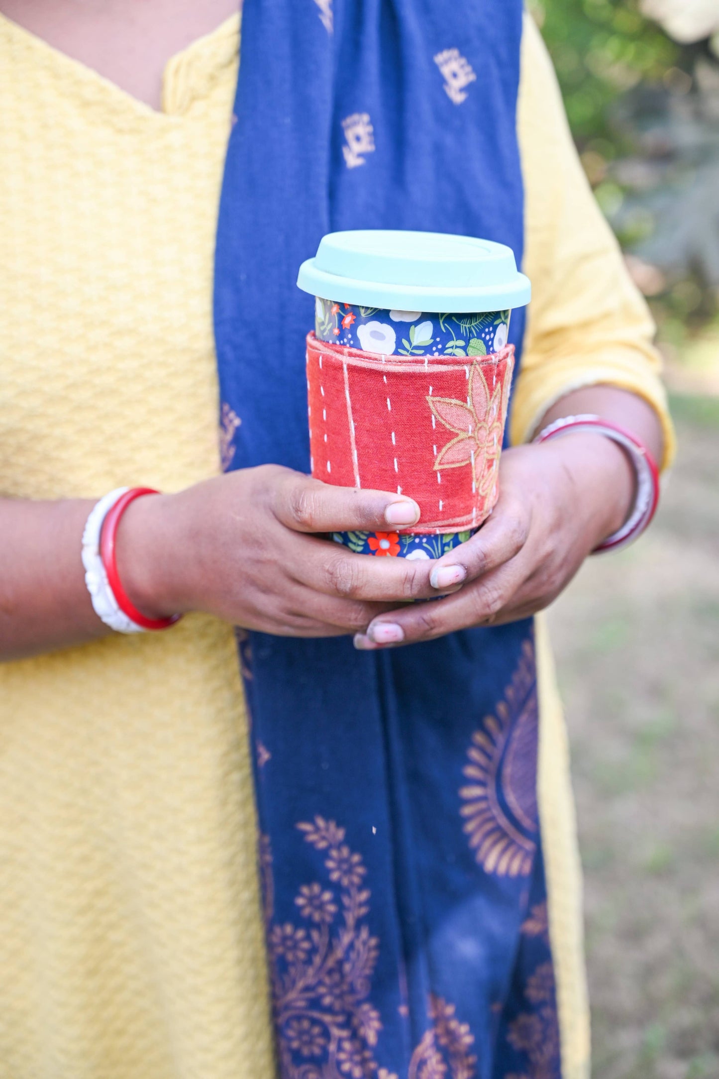 NEW! Kantha Coffee Cozy