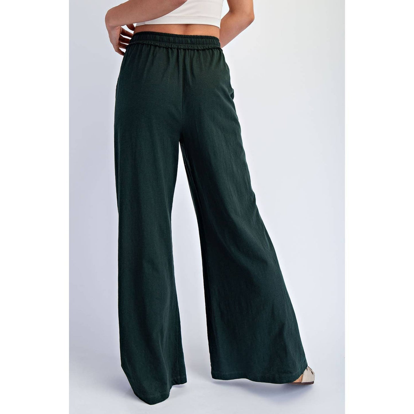 COTTON SLUB LOUNGING WIDE PANT: Espresso