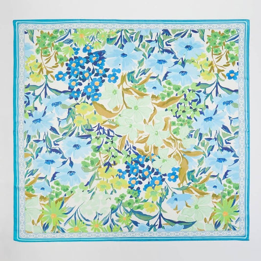 Colorful Flower Garden Print Square Bandana Scarf: BL