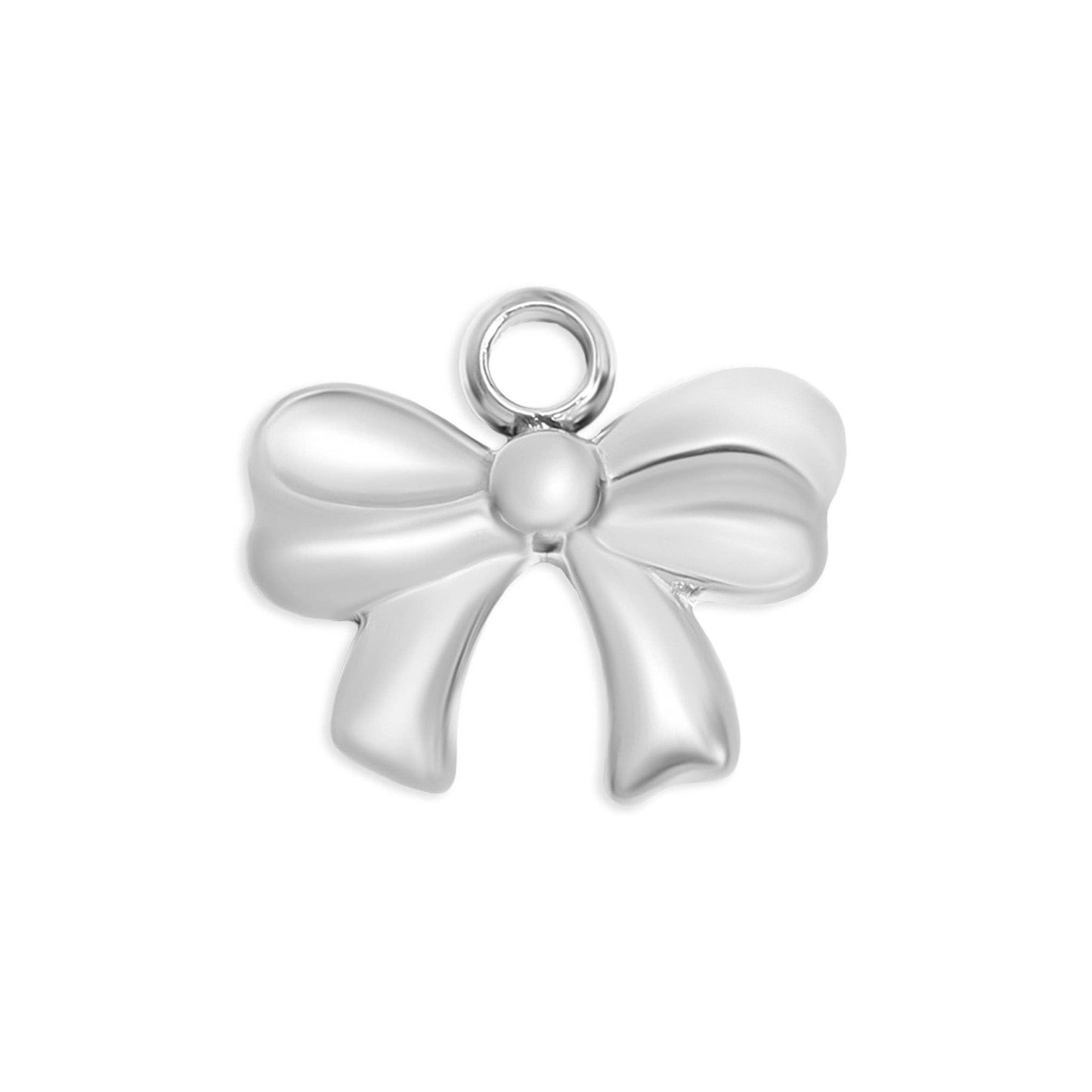 18K Gold PVD Stainless Steel Ribbon Bow Charm: Gold