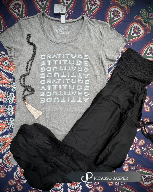 Gratitude Attitude, Vintage Stone, Eco Tee: Large