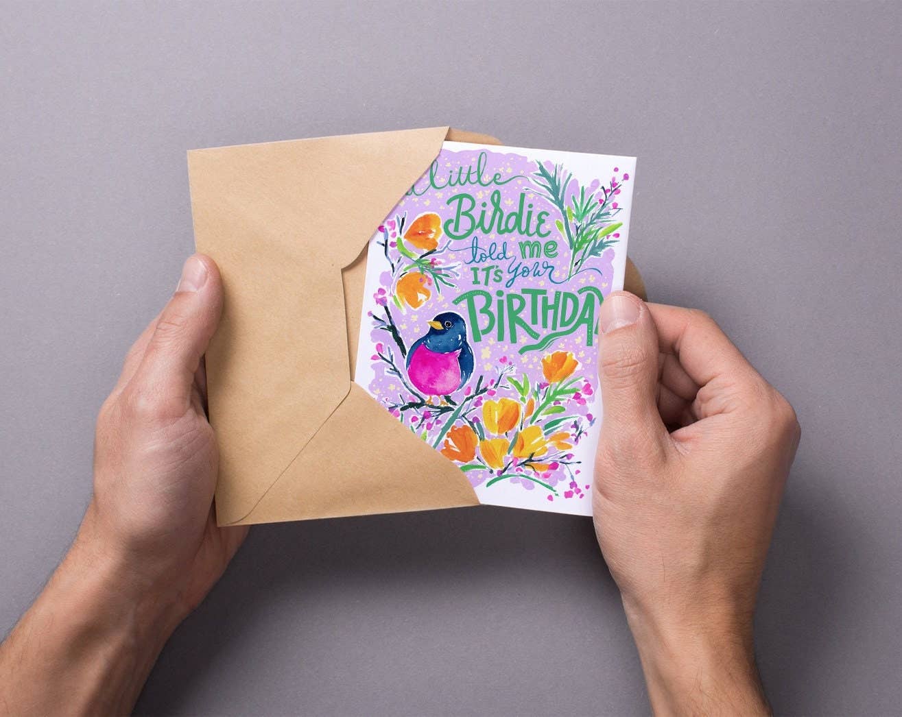 Little Birdie Birthday Card. Birthday Greeting Card. Bird.