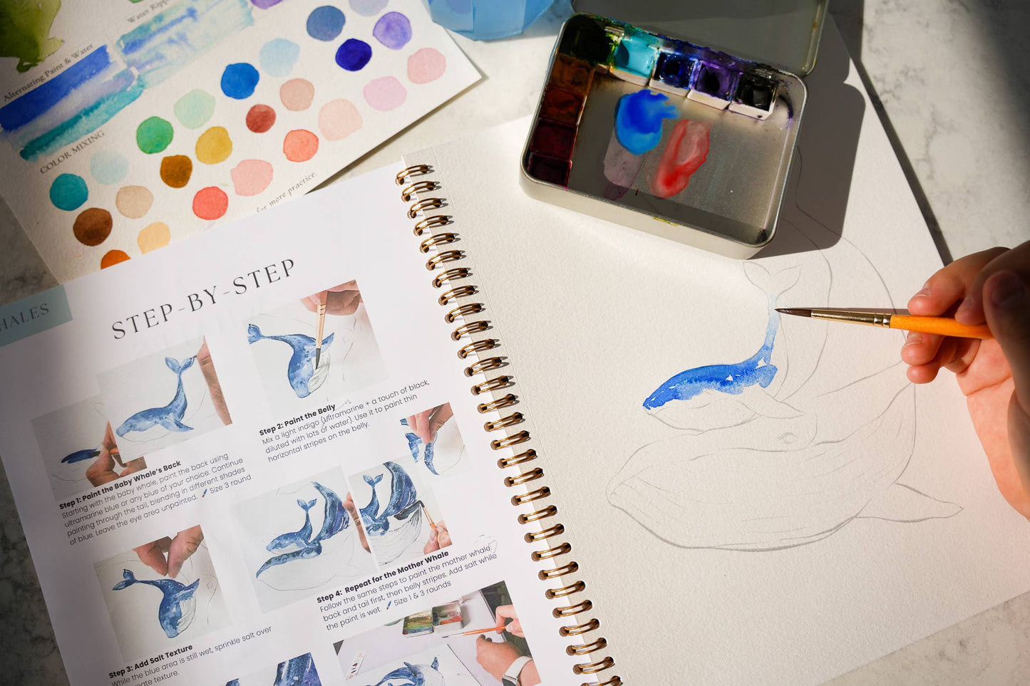 Watercolor Workbook: Seashores & Ocean Outlined Designs