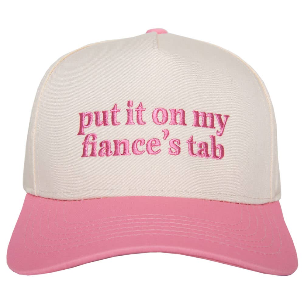 Put It On My Fiance's Tab Two-Toned Vintage Wholesale Hat: Pink and Tan