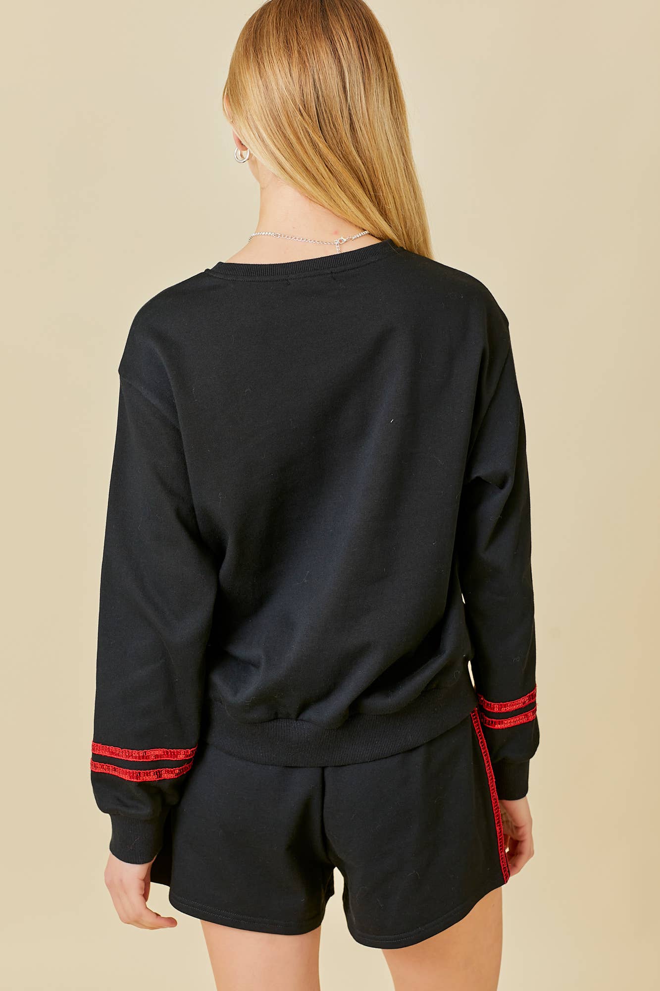 Game Day Touch Down Sequin Sweatershirts: BLACK / L