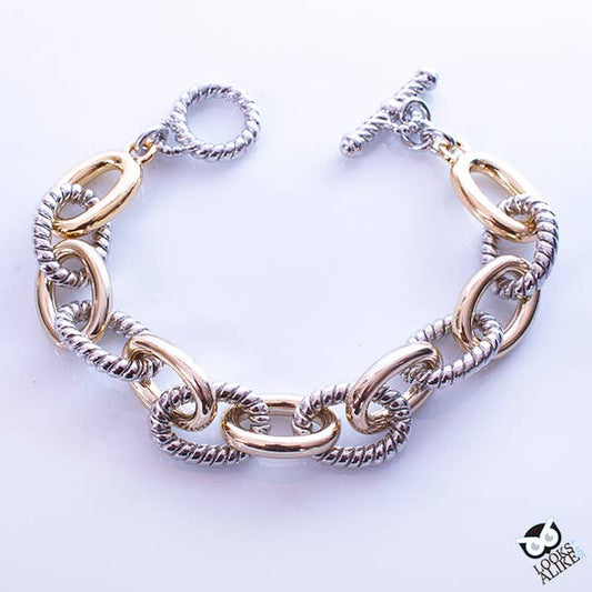 Two Tone Link Toggle Bracelet