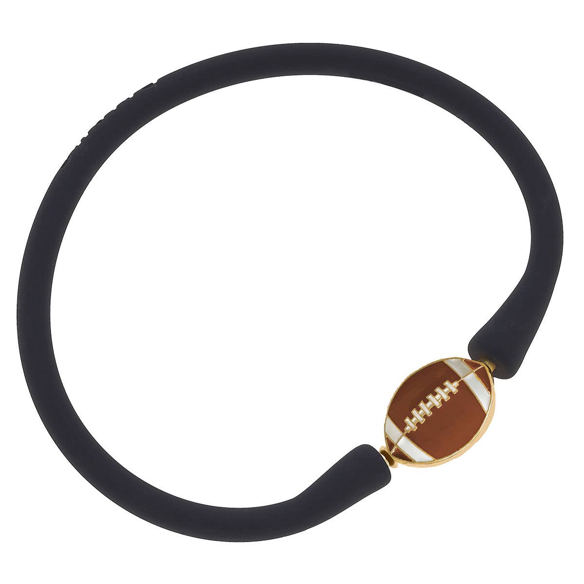 Enamel Football Silicone Bali Bracelet: Navy
