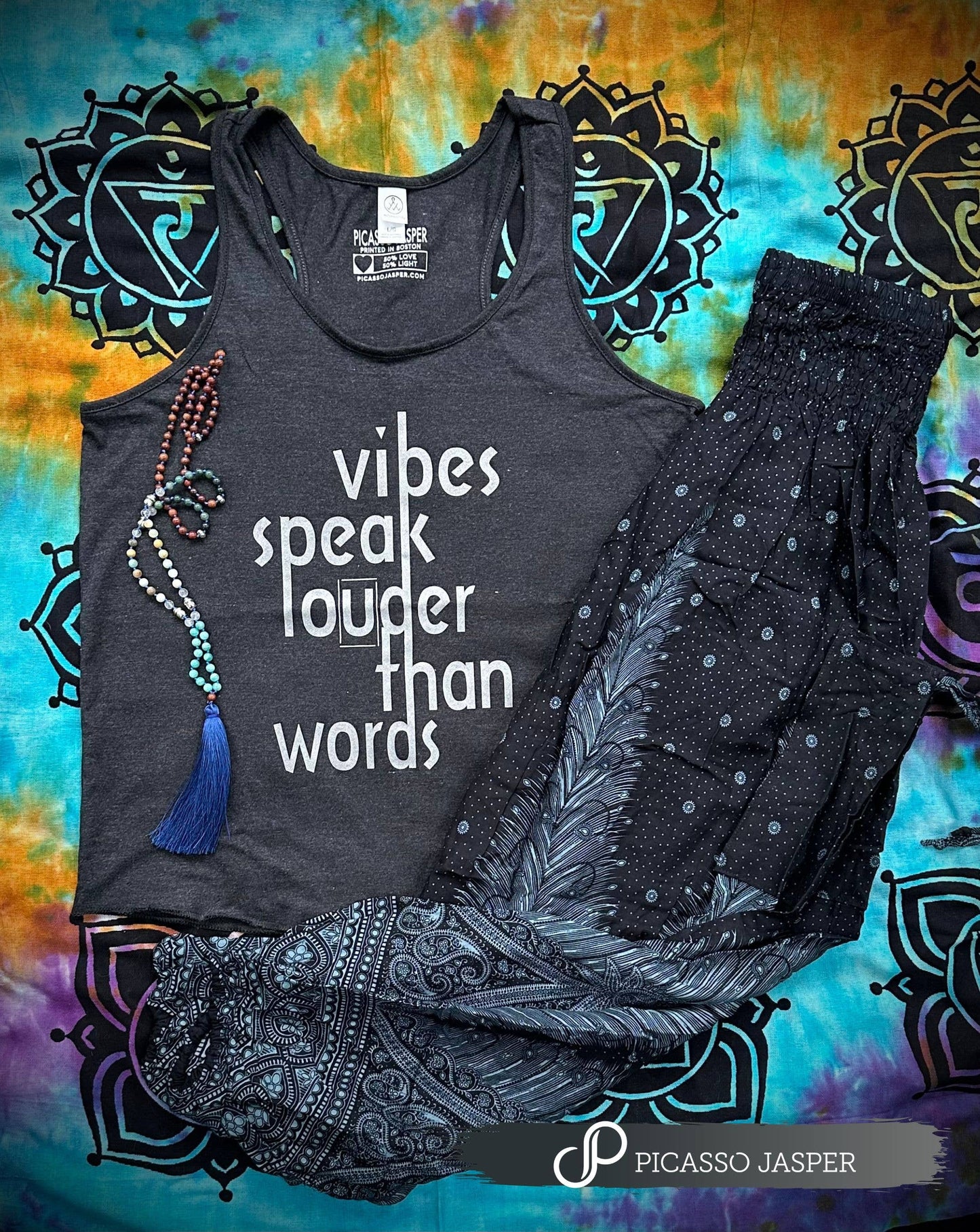 Vibes Speak Lounder Than Words - Yoga/Racerback Tank: Small