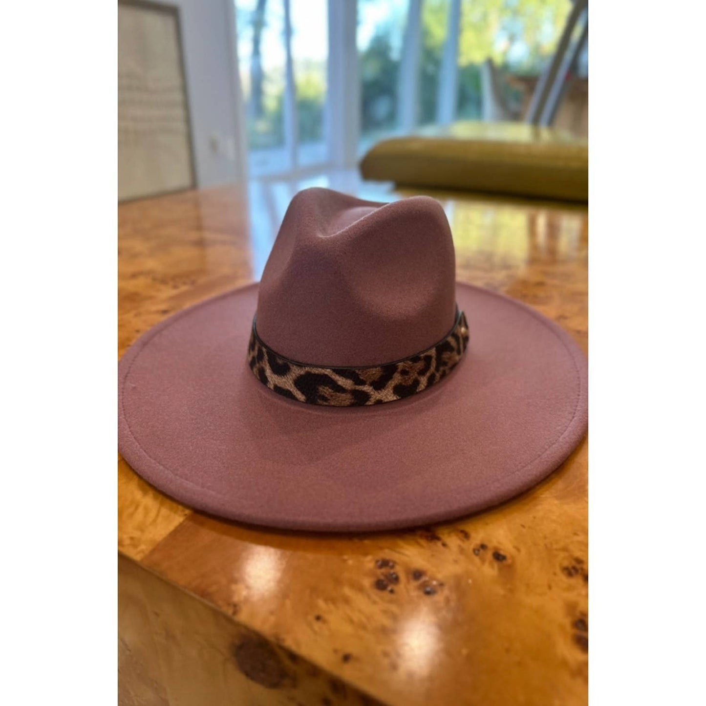 VEGAN FELT PANAMA HAT WITH ANIMAL PTIONY BELT : WINE / ONE SIZE