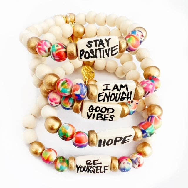 Affirmation Word Beaded Bracelets Inspirational - Abstract: I Am Enough