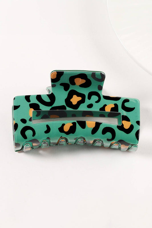Leopard Print Hair Claw Clip Styling Accessory: Dark Green / ONE SIZE